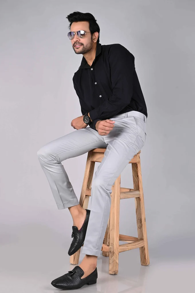 🔥👖High Stretch Men's Classic Pant For Men (LIGHT GREY) 💖